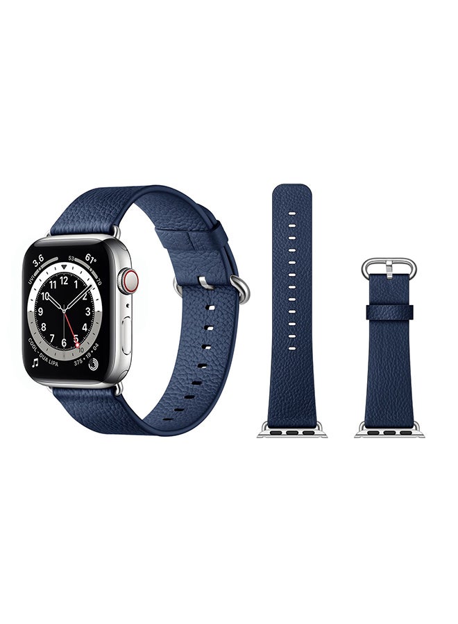 بيرفيي سوار بديل من الجلد الأصلي لساعة يد أبل سيريس 6/Se/5/4/3/2/1 أزرق
