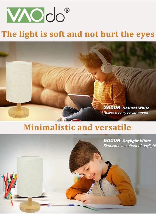 VAOdo Tricolor Dimmable Bedroom Light USB Charging Desk Lamp Warm Eye Protection LED Solid Wood Base Nightstand Lamps for Bedroom Living Room Study  - Image 3