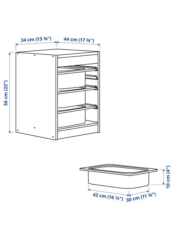 مجموعة تخزين، أبيض/أبيض، 34x44x56 سم