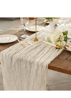 Generic Ivory White Cheesecloth Table Runner, 300CM Long Cheese Cloth Table Runner for Wedding Baby Bridal Shower Birthday Party Table Decorations  - Image 1