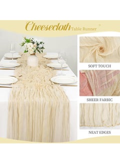 Generic Ivory White Cheesecloth Table Runner, 300CM Long Cheese Cloth Table Runner for Wedding Baby Bridal Shower Birthday Party Table Decorations  - Image 2