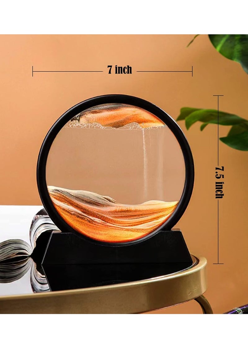 Generic 3D Quicksand Art Pictures, Dynamic Fluid Motion, Sand Art Decorations, 3D Deep Sea Sand Landscape, Round Glass Frame For Flowing Sand Display, Home Office Decor (Yellow, 18Cm)  - Image 2