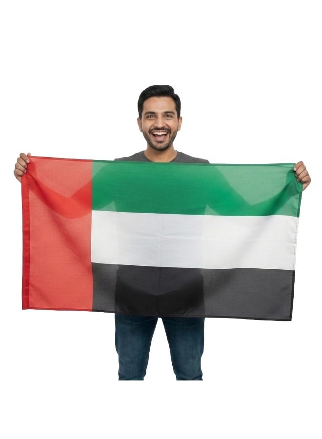 اي ار اس علم الإمارات العربية المتحدة، لافتة بوليستر خارجية/داخلية مقاس 90 × 150 سم (3 × 5 قدم)، مثالية للفعاليات الرياضية والاستخدام المنزلي - Image 1
