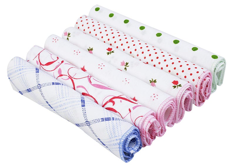Uber World Cotton Handkerchief for Women | Floral - 2 x Pack of 6 (Total 12 Hankies) - Image 2
