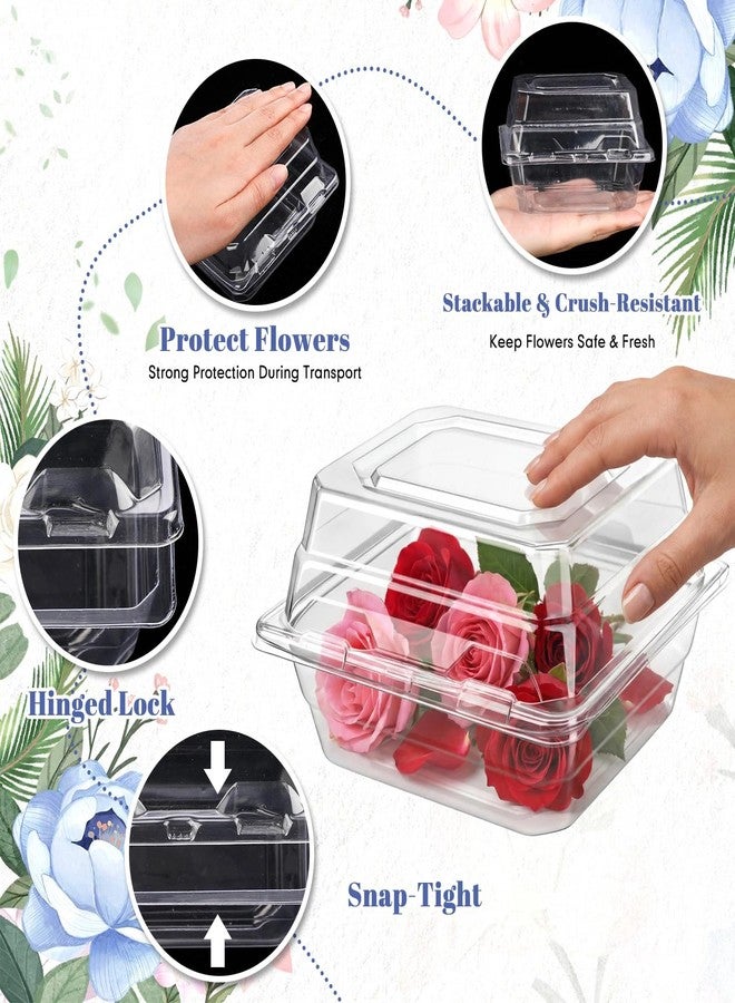 Funnymoom 100 Pack Clear Plastic Flower Corsage Boxes Plastic Boutonniere Storage Box Clear Food Clamshell Containers for Dessert Snacks Cakes Wedding Gift Craft (5 x 4 x 3 Inch) - Image 3