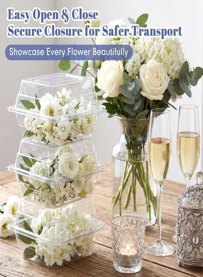 Funnymoom 100 Pack Clear Plastic Flower Corsage Boxes Plastic Boutonniere Storage Box Clear Food Clamshell Containers for Dessert Snacks Cakes Wedding Gift Craft (5 x 4 x 3 Inch) - Image 4