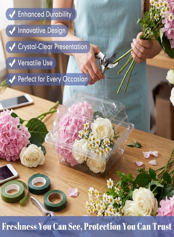 Funnymoom 100 Pack Clear Plastic Flower Corsage Boxes Plastic Boutonniere Storage Box Clear Food Clamshell Containers for Dessert Snacks Cakes Wedding Gift Craft (5 x 4 x 3 Inch) - Image 5