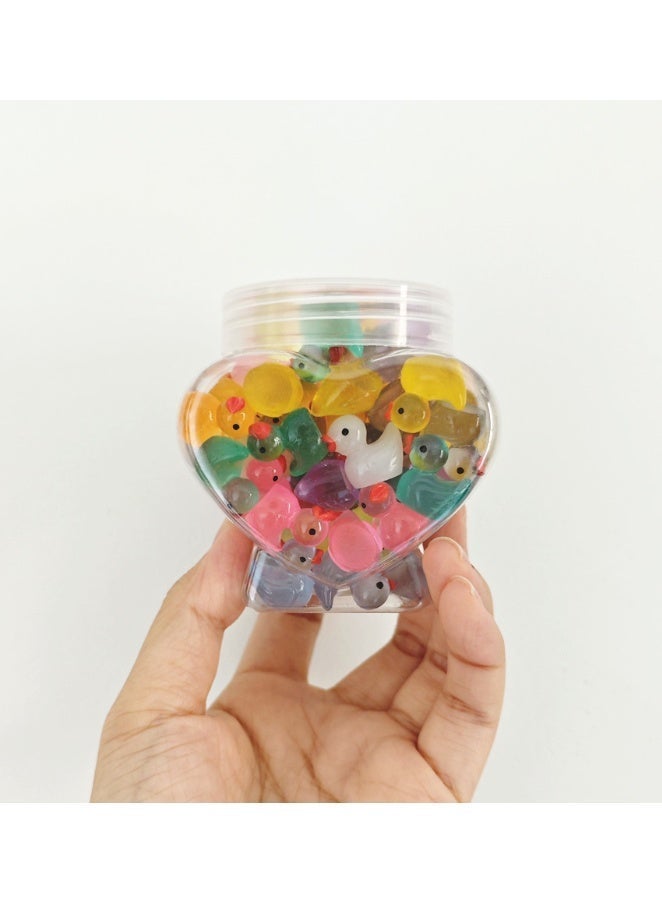 DIY luminous Mini resin duck 78PCS,10 Colors Little Small Ducks in heart shaped bottle,Glow in The Dark Duck,Decorative miniature landscape toys,Household trinkets,Interesting Gift - Image 2