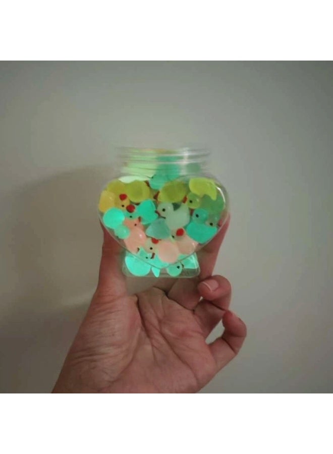 DIY luminous Mini resin duck 78PCS,10 Colors Little Small Ducks in heart shaped bottle,Glow in The Dark Duck,Decorative miniature landscape toys,Household trinkets,Interesting Gift - Image 1