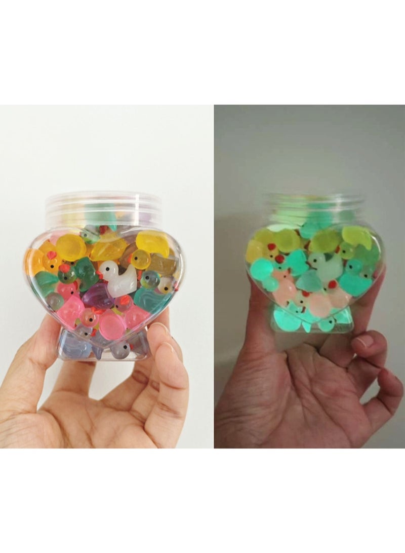 DIY luminous Mini resin duck 78PCS,10 Colors Little Small Ducks in heart shaped bottle,Glow in The Dark Duck,Decorative miniature landscape toys,Household trinkets,Interesting Gift - Image 5