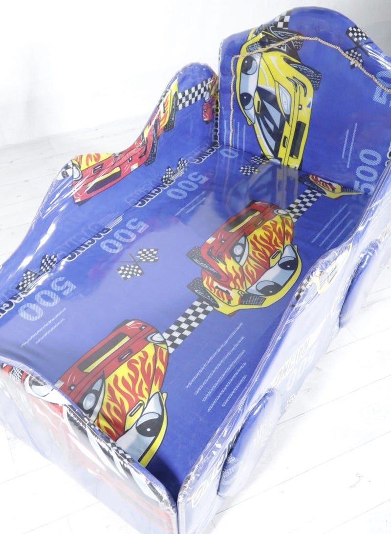 أذر مانيوفاكتشرر سرير أطفال خشب بنمط السيارة لون أزرق - Image 2