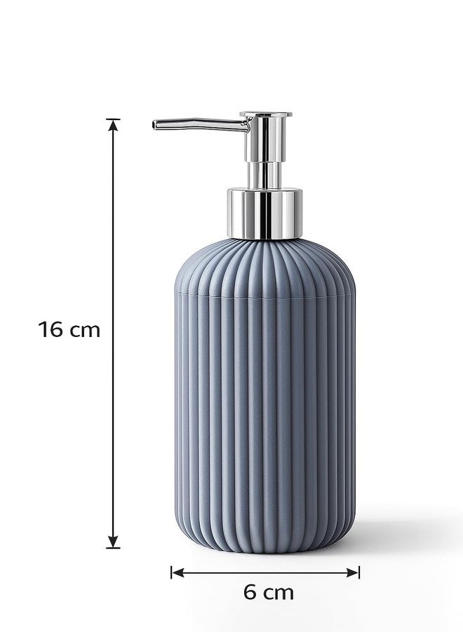 LAGET® 300 ML Refillable Liquid Soap Dispenser Pack of 2 | Unbreakable Plastic Handwash Bottle | Sanitizer, Shampoo, Lotion Dispenser for Bathroom, Kitchen, Wash Basin & Sink (Grey+Metalic Blue) - Image 4