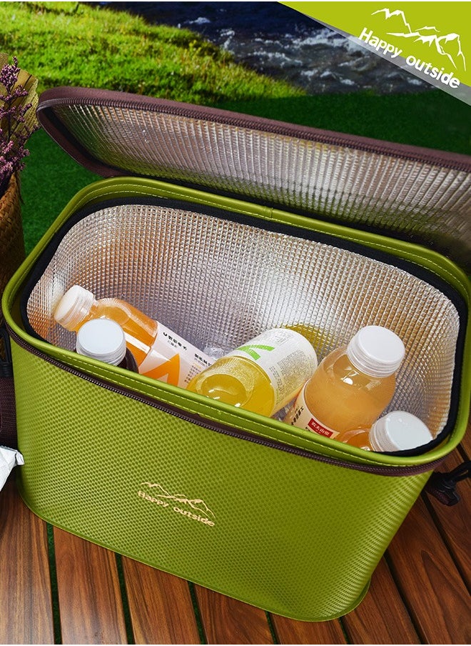 happy outside 18-20L Family Cooler Bag - Heavy Duty Insulated Container for Outdoor Adventures, Kids Friendly & Leakproof Design, Thickened EVA Material with Easy to Clean Surface - Reusable Storage for Picnic Essentials, Dairy, Fruits, Emergency Kits (Olive Green)  - Image 1