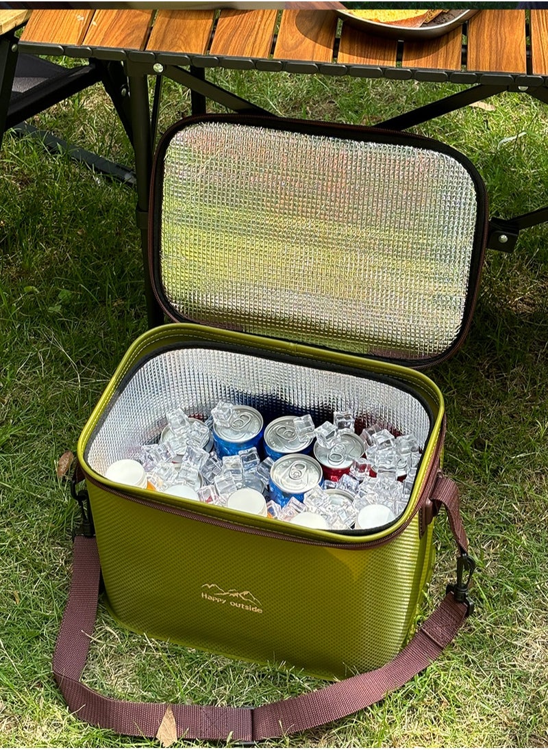 happy outside 18-20L Family Cooler Bag - Heavy Duty Insulated Container for Outdoor Adventures, Kids Friendly & Leakproof Design, Thickened EVA Material with Easy to Clean Surface - Reusable Storage for Picnic Essentials, Dairy, Fruits, Emergency Kits (Olive Green)  - Image 2
