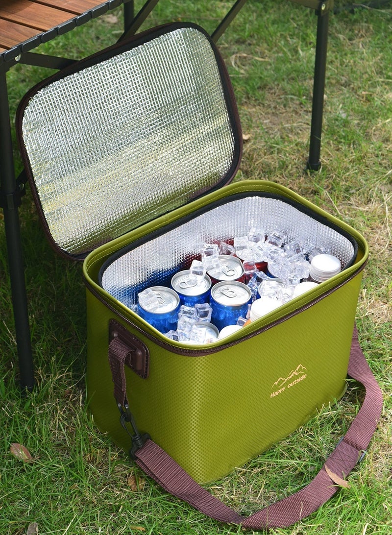 happy outside 18-20L Family Cooler Bag - Heavy Duty Insulated Container for Outdoor Adventures, Kids Friendly & Leakproof Design, Thickened EVA Material with Easy to Clean Surface - Reusable Storage for Picnic Essentials, Dairy, Fruits, Emergency Kits (Olive Green) - Image 3