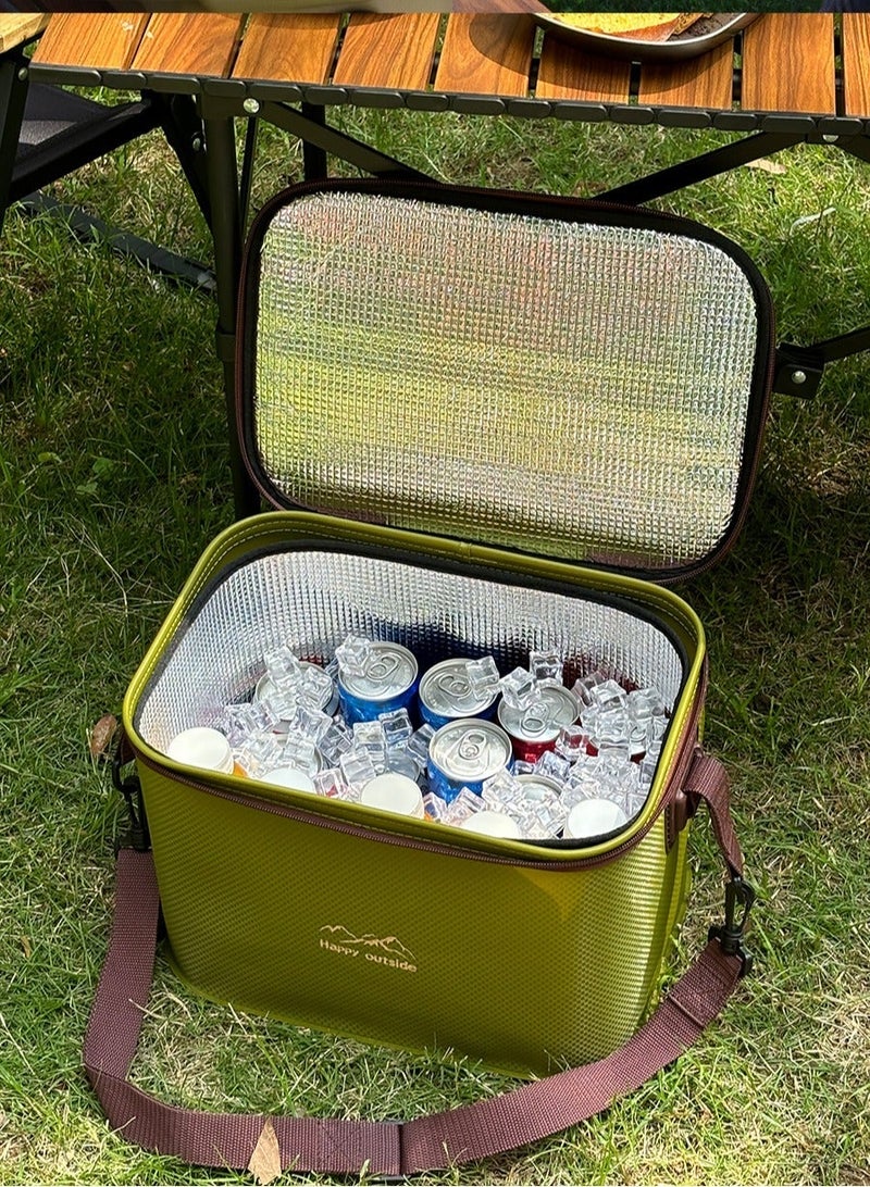 happy outside 18-20L Family Cooler Bag - Heavy Duty Insulated Container for Outdoor Adventures, Kids Friendly & Leakproof Design, Thickened EVA Material with Easy to Clean Surface - Reusable Storage for Picnic Essentials, Dairy, Fruits, Emergency Kits (Olive Green) - Image 4