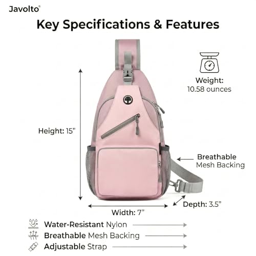 Javolto Sling Bag for Men Crossbody Backpack, Small Sling Backpack Mens Shoulder Bag, Casual Daypack Hiking Bag for Travel - Image 3