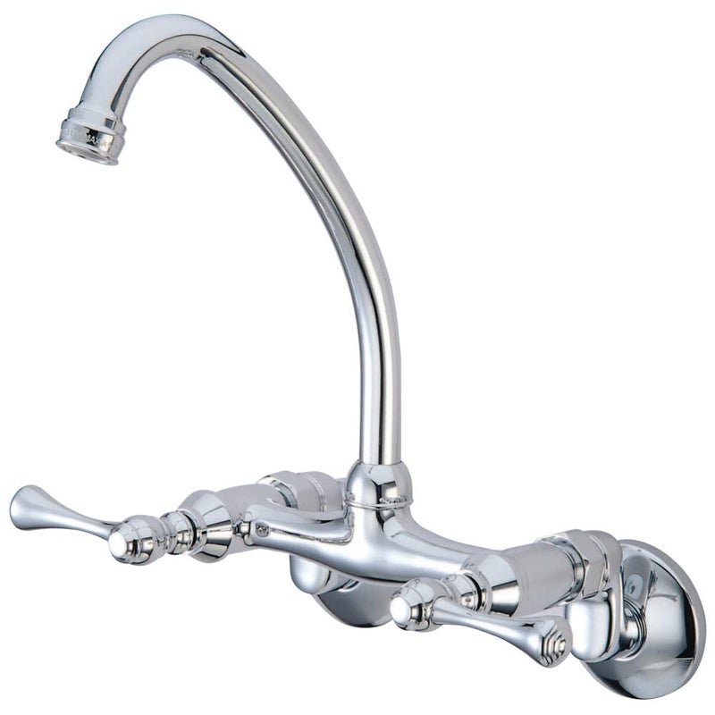 Kingston Brass KS314C Kingston Adjustable Center Wall Mount Kitchen Faucet  Polished Chrome - Image 1