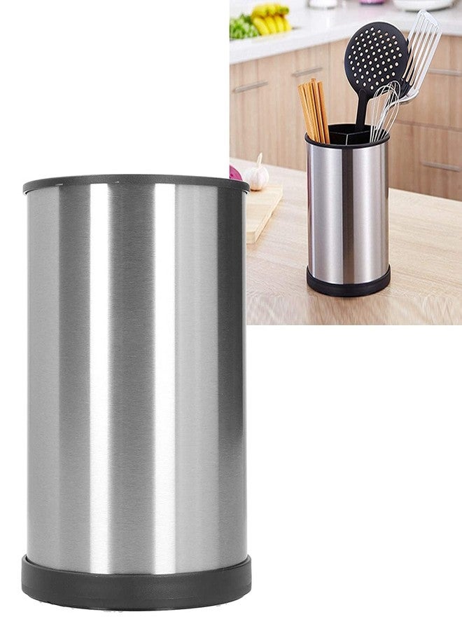 VLSYS Stainless Steel Cutlery Drain Stand | Multifunctional Chopsticks & Spoon Holder | Smooth Surface Kitchen Organizer – Silver & Black (14x18.5cm) - Image 3