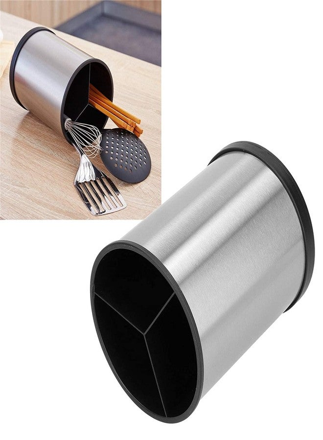 VLSYS Stainless Steel Cutlery Drain Stand | Multifunctional Chopsticks & Spoon Holder | Smooth Surface Kitchen Organizer – Silver & Black (14x18.5cm) - Image 5