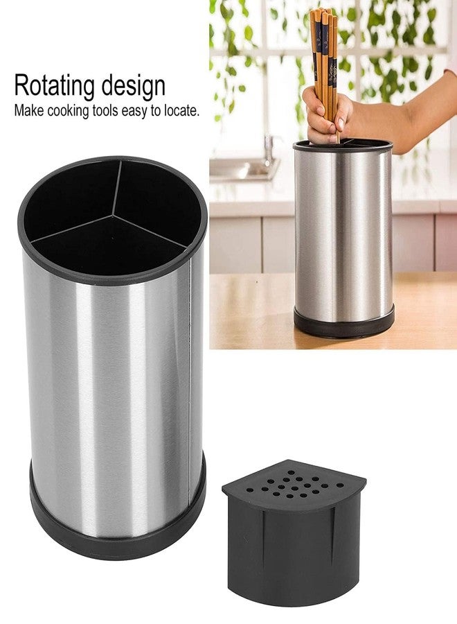 VLSYS Stainless Steel Cutlery Drain Stand | Multifunctional Chopsticks & Spoon Holder | Smooth Surface Kitchen Organizer – Silver & Black (14x18.5cm) - Image 4