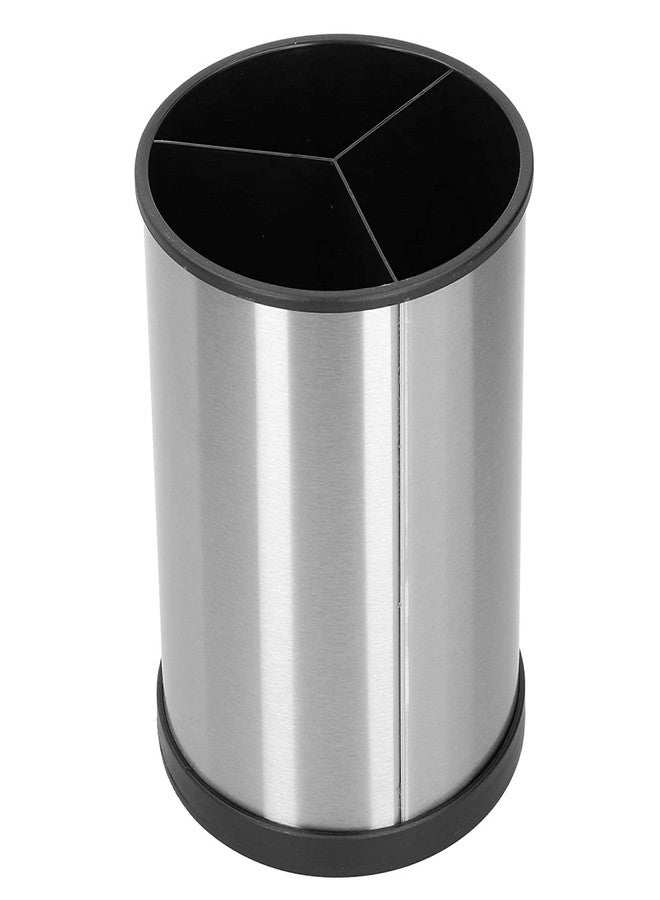 VLSYS Stainless Steel Cutlery Drain Stand | Multifunctional Chopsticks & Spoon Holder | Smooth Surface Kitchen Organizer – Silver & Black (14x18.5cm) - Image 1