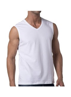 Generic Casual  V-Neck Sleeveless Undershirt Size S - White  - Image 3