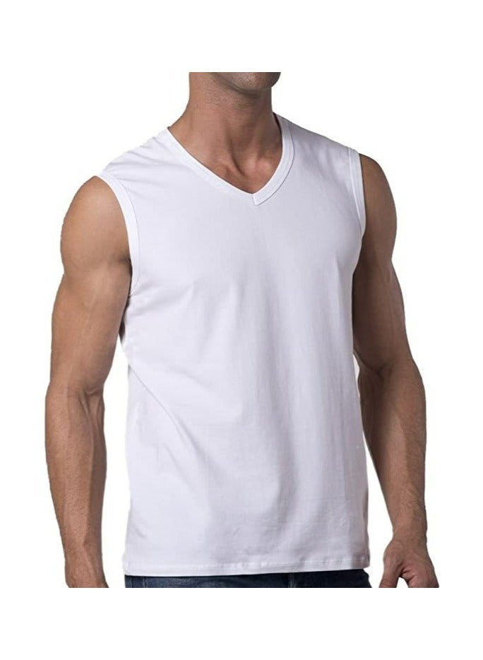 Casual  V-Neck Sleeveless Undershirt Size S - White - Image 3