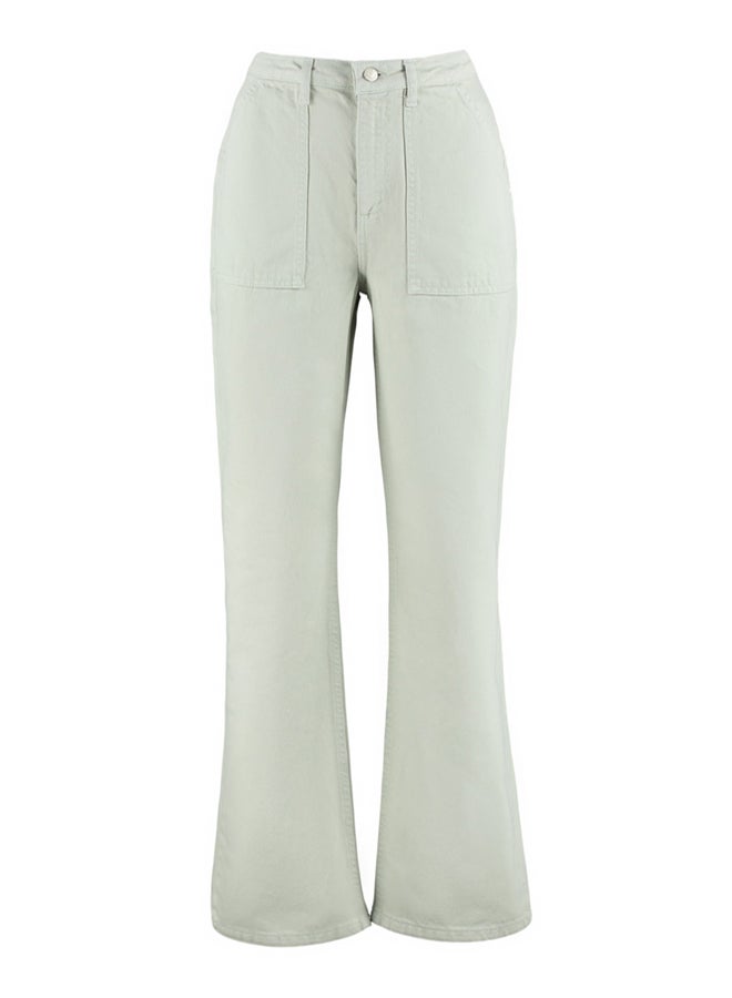 Stone Pocket Detailed High Waist Wide Leg Jeans