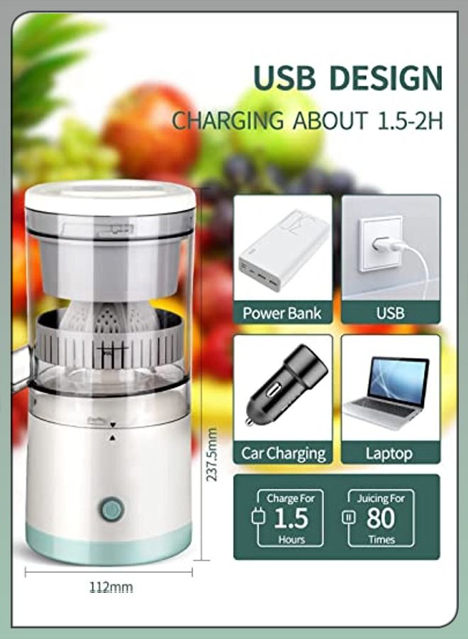 Toshionics Electric Mini Citrus Juicer Hands-Free Portable USB Charging Powerful Cordless Fruit Juicer Multifunctional One Button Easy Press Lemon Orange Squeezer Machine For Kitchen 500.0 ml 45.0 W MDC1 green 