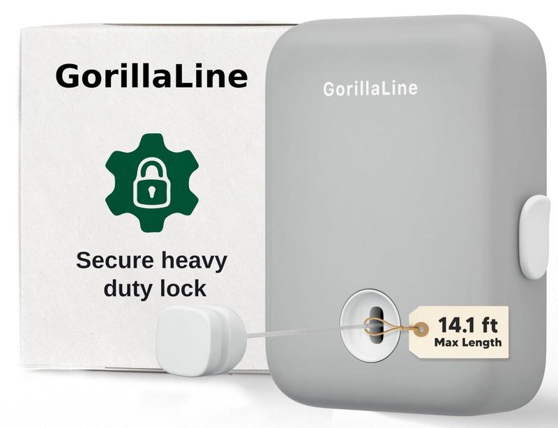 GorillaLine - Retractable Clothesline Indoor Outdoor Clothes Line - Heavy Duty Clothes Drying Laundry Line - Wall Mounted Drying Rack - Air Dry Clothing - Image 1