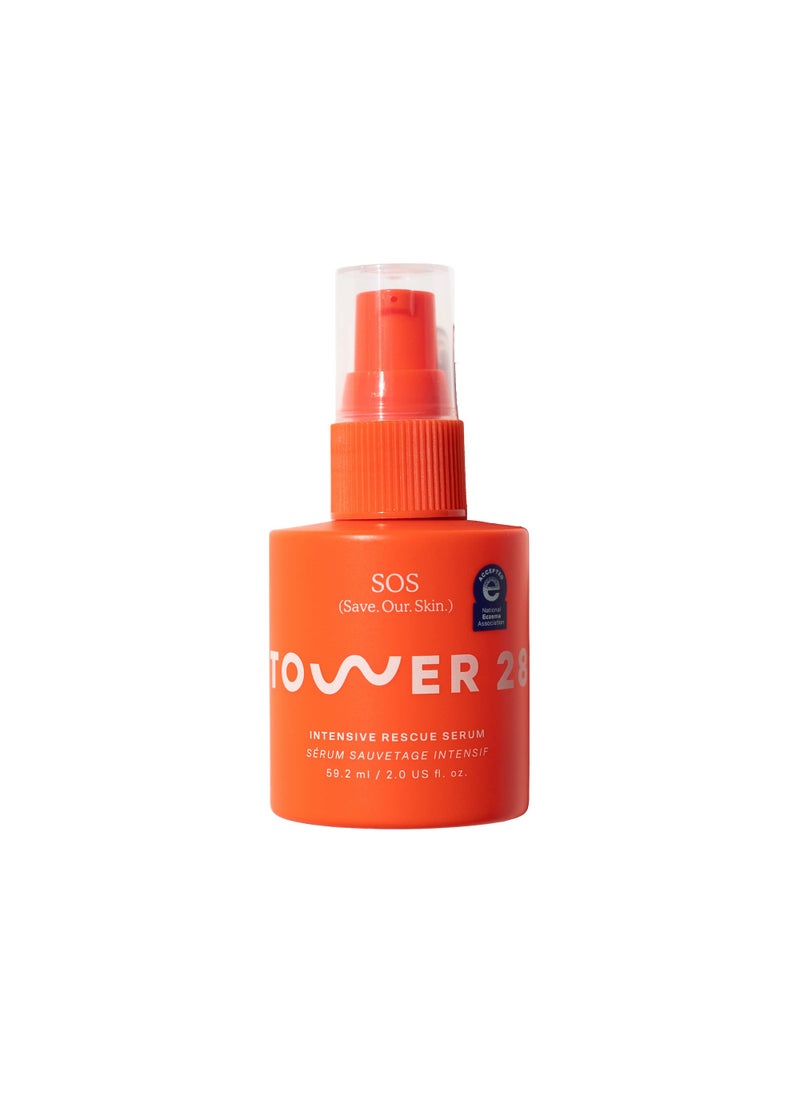 TOWER 28 Tower 28 SOS Intensive Rescue Serum for Sensitive Skin, Hypochlorous Acid Skin Care, Helps Reduce Face Redness, Safe for All Skin Types, 2 FL Oz 