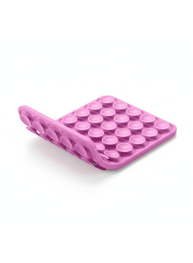 Pink,Double Sided Silicone Suction Cup Pad 80 Suction Cups Enhanced Version Adhesive Free Phone Holder Anti Slip Fixer for Phones Tablets Smooth Surfaces for Kitchen Bathroom Gym - Image 1