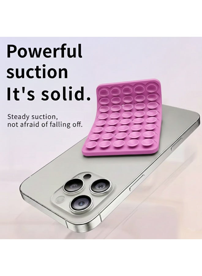 Pink,Double Sided Silicone Suction Cup Pad 80 Suction Cups Enhanced Version Adhesive Free Phone Holder Anti Slip Fixer for Phones Tablets Smooth Surfaces for Kitchen Bathroom Gym - Image 3