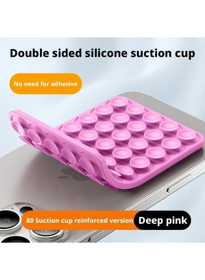 Pink,Double Sided Silicone Suction Cup Pad 80 Suction Cups Enhanced Version Adhesive Free Phone Holder Anti Slip Fixer for Phones Tablets Smooth Surfaces for Kitchen Bathroom Gym - Image 2