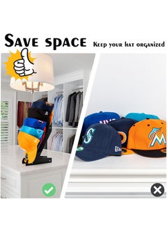 Excefore Hat Racks for Baseball Caps, Cap Holder- Wall Mount or Stand Up - Hold Up to 10 Caps - Hat Display and Storage for Bedroom, Closet, Dresser, Entrance(2PCS, Black)  - Image 5