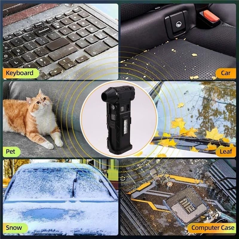ETZIN Jet Fan Ultra Electric Air Duster with LED Lights,13000rpm Srong Wind Speed,Cordless,Rechargeable,Portable,for Keyboard/Eletric Devices/Car/Outdoors/Canned Air Substitute,EPL-1491WA (Green) - Image 4