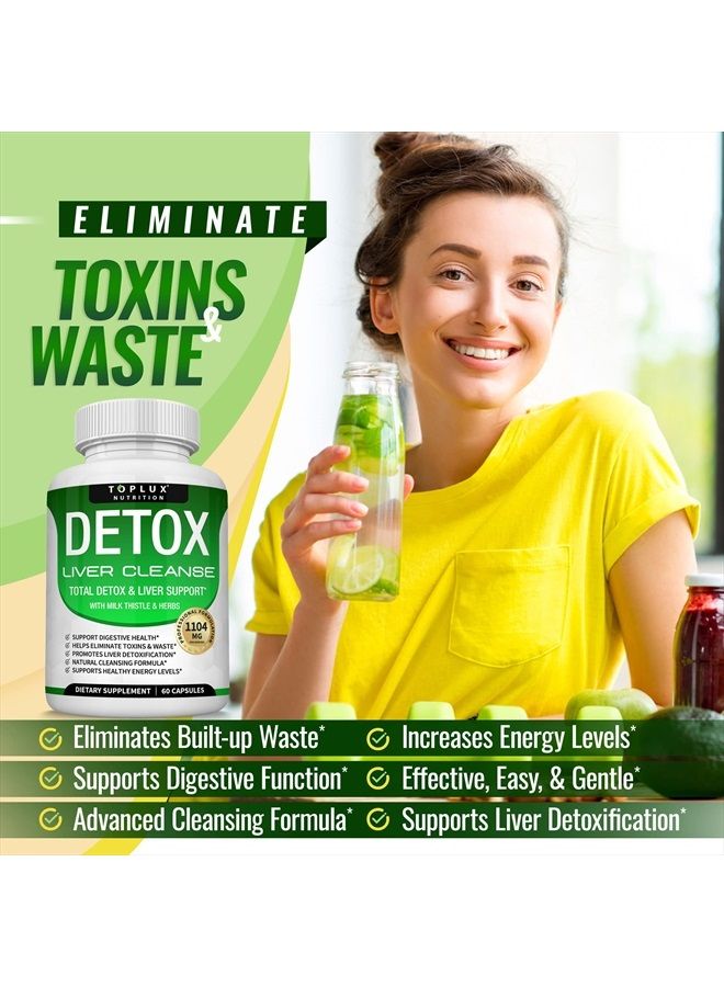 Toplux صيغة دعم وإصلاح الكبد لتنظيف السموم - منظف كبد طبيعي 5 أيام، دعم نظام الهضم، طرد السموم والمسالك البولية، مستخلص الشوك الحليب 25+ أعشاب، 60 كبسولة، توبلوكس للتغذية - Image 3