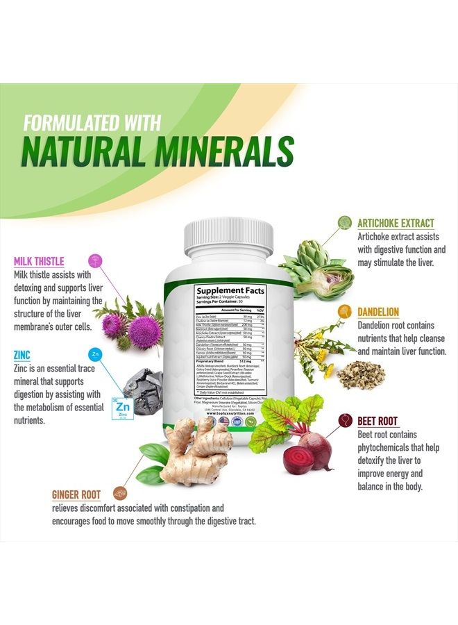 Toplux صيغة دعم وإصلاح الكبد لتنظيف السموم - منظف كبد طبيعي 5 أيام، دعم نظام الهضم، طرد السموم والمسالك البولية، مستخلص الشوك الحليب 25+ أعشاب، 60 كبسولة، توبلوكس للتغذية - Image 4