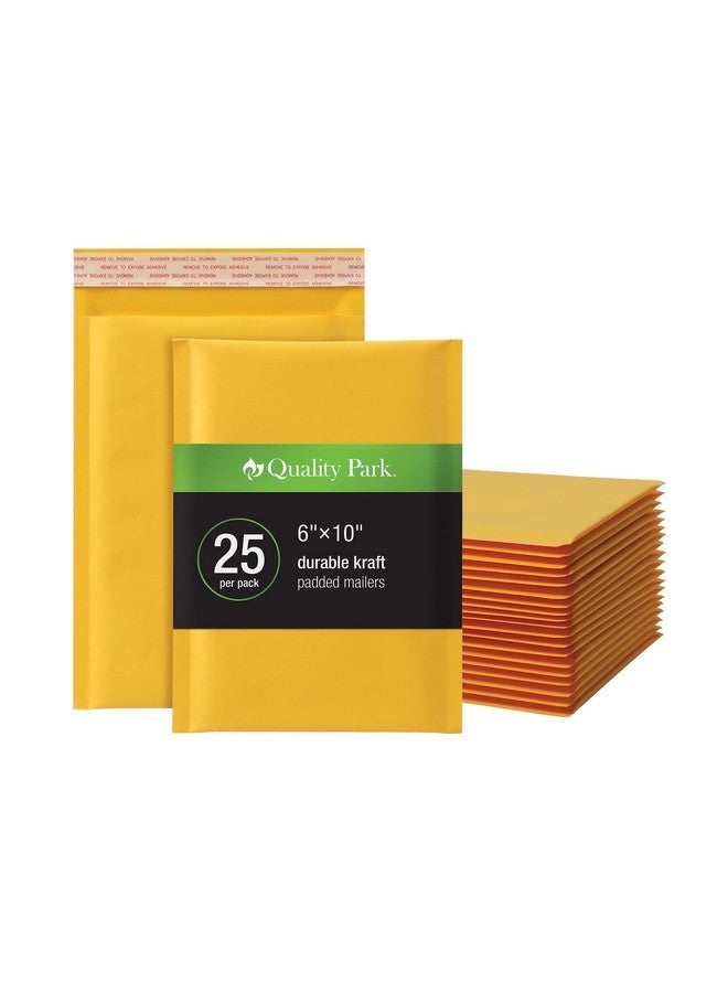 Quality Park Bubble Mailers 6 X 10 Inch Kraft Padded Envelopes Durable Brown Shipping Envelopes Self Seal Closure 25 Per Box (Qua95001) - Image 1