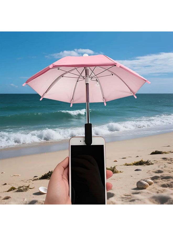 Blue Stainless Steel Phone Umbrella Holder Adjustable Clamp Foldable Portable for Beach Camping Hiking Outdoor Use - Image 2