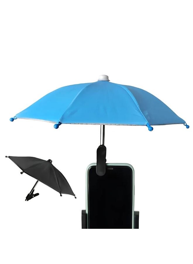 Blue Stainless Steel Phone Umbrella Holder Adjustable Clamp Foldable Portable for Beach Camping Hiking Outdoor Use - Image 3