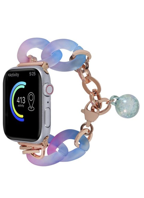 Replacement Strap For Apple Watch Series 4 44mm Gradient Resin Chain Watch Band Blue