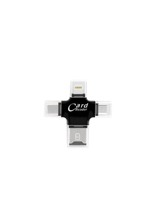 4 In 1 Micro Sd Card Reader For Iphone Ios/Android Usb2.0 - Black