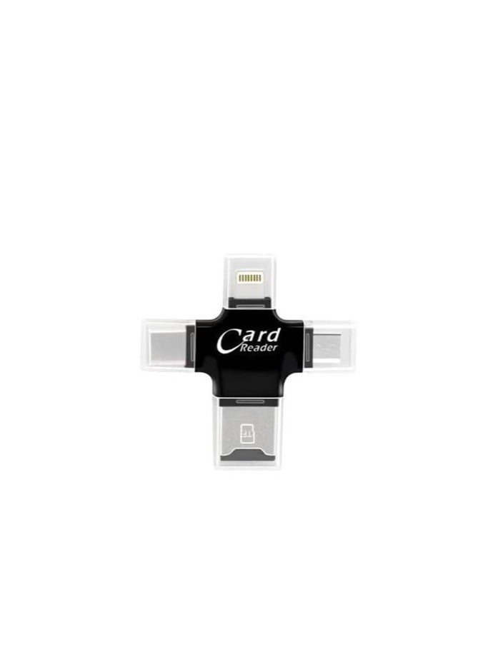Generic - 4 In 1 Micro Sd Card Reader For Iphone Ios/Android Usb2.0 - Black - Image 1