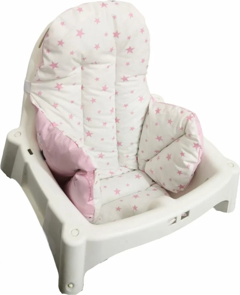 Bebek Özel Baby Special Baby Child Feeding Chair Cushion with Pink Crescent and Pink Stars