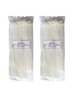 OVG OVG Nylon Self Locking Cable Ties White 250 mm 36 mm 10 Inch Pack of 200 Pcs Heavy Duty Strong Zip Ties Teeth Grip Fastener Organizer Tie  - Image 1