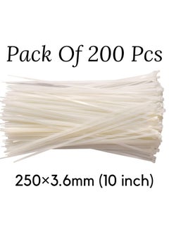 OVG OVG Nylon Self Locking Cable Ties White 250 mm 36 mm 10 Inch Pack of 200 Pcs Heavy Duty Strong Zip Ties Teeth Grip Fastener Organizer Tie  - Image 2