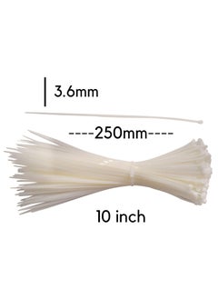 OVG OVG Nylon Self Locking Cable Ties White 250 mm 36 mm 10 Inch Pack of 200 Pcs Heavy Duty Strong Zip Ties Teeth Grip Fastener Organizer Tie  - Image 3