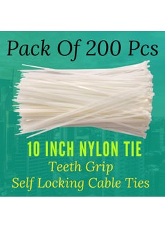OVG OVG Nylon Self Locking Cable Ties White 250 mm 36 mm 10 Inch Pack of 200 Pcs Heavy Duty Strong Zip Ties Teeth Grip Fastener Organizer Tie  - Image 5